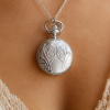 Silver Plated Full Hunter Pendant Necklace Watch