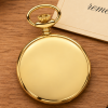 Gold Plated Half Hunter Date Display Quartz Pocket Watch with Chain