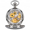 The Beaumont, Limited Edition 1000 Pieces UK Designed Chrome Double Hunter Mechanical Pocket Watch With Chain