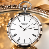 Chrome Plated Open Face Quartz Pocket Watch Thermometer Hygrometer