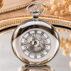 Chrome Plated Half Hunter Skeleton Dial Mechanical Pocket Watch with Chain