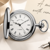 Chrome Plated Full Hunter Mechanical Pocket Watch with Chain (45mm) (Roman Numerals)