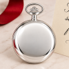 Chrome Plated Double Half Hunter Mechanical Pocket Watch with Chain