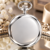 Sterling Silver Open Face Mechanical Pocket Watch with Chain