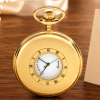 Gold Plated Half Hunter Date Display Quartz Pocket Watch with Chain