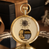 Gold Plated Open Face Skeleton Dial Mechanical Pocket Watch with Chain
