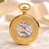 Gold Plated Full Hunter Mechanical Pocket Watch with Chain