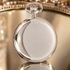 Sterling Silver Half Hunter Mechanical Pocket Watch with Chain