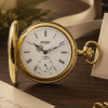 Gold Plated Half Hunter Mechanical Pocket Watch with Chain (48mm)