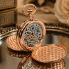 Rose Gold Plated Double Hunter Mechanical Pocket Watch with Chain