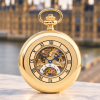 The Bridewell Gold Plated Double Half Hunter Mechanical Pocket Watch with Chain