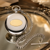 Two-Tone Full Hunter Quartz Pocket Watch Gents Classic with Chain