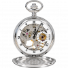 Sterling Silver Double Hunter Mechanical Pocket Watch With Chain