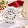 Chrome Plated Half Hunter Mechanical Pocket Watch with Chain