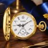 Masonic Gold Plated Half Hunter Mechanical Pocket Watch with Chain
