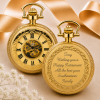 Gold Plated Double Half Hunter Mechanical Pocket Watch with Chain