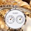 Chrome Plated Open Face Quartz Pocket Watch Thermometer Hygrometer
