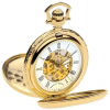 Gold Plated Double Half Hunter Mechanical Pocket Watch and Gold Plated Arch Stand