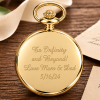 Gold Plated Half Hunter Skeleton Dial Mechanical Pocket Watch with Chain