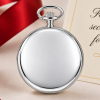 Chrome Plated Open Face Mechanical Pocket Watch Analog with Chain