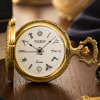 Masonic Gold Plated Full Hunter Date Display Quartz Pocket Watch with Chain (46mm) (Masonic Numerals)