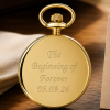 Gold Plated Open Face Date Display Quartz Pocket Watch with Chain