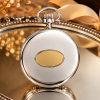 Chrome Plated Open Face Quartz Pocket Watch Clock
