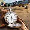 Spitfire Chrome & Pewter Full Hunter Quartz Pocket Watch with Chain