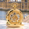 The Kensington Gold Plated Double Hunter Mechanical Pocket Watch with Chain