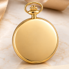 Gold Plated Half Hunter Skeleton Dial Mechanical Pocket Watch Matt Finish with Chain