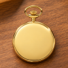 Gold Plated Full Hunter Mechanical Pocket Watch Stippled Pattern with Chain