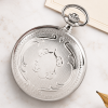 Chrome Plated Full Hunter Skeleton Dial Mechanical Pocket Watch Engravable Shield with Chain