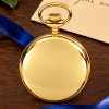 Masonic Gold Plated Full Hunter Date Display Quartz Pocket Watch with Chain