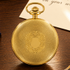Masonic Gold Plated Full Hunter Date Display Mechanical Pocket Watch with Chain
