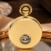 Gold Plated Double Hunter Mechanical Pocket Watch Heartbeat Window with Chain