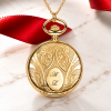 Gold Plated Full Hunter Pattern Quartz Pendant Necklace Watch