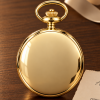 Gold Plated Half Hunter Moon Dial Mechanical Pocket Watch with Chain