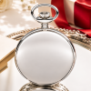 Chrome Plated Full Hunter Date Display Quartz Pocket Watch with Chain