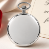 Chrome Plated Open Face Mechanical Pocket Watch Black with Chain
