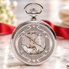 Chrome Plated Full Hunter Mechanical Pocket Watch with Chain