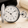 Chrome Plated Full Hunter Mechanical Pocket Watch Engine Turned with Chain