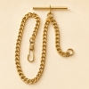 Gold Plated 9.25 Inch Single Albert T-Bar Pocket Watch Chain