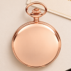 Rose Gold Plated Half Hunter Skeleton Dial Mechanical Pocket Watch with Chain