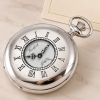 Chrome Plated Half Hunter Swiss Mechanical Pocket Watch with Chain