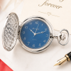 Chrome Plated Full Hunter Quartz Pocket Watch Blue