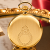 Gold Plated Full Hunter Date Display Quartz Pocket Watch Numerals with Chain