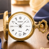 Masonic Gold Plated Full Hunter Date Display Quartz Pocket Watch with Chain (Masonic Numerals)