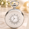 Chrome Plated Half Hunter Date Display Mechanical Pocket Watch with Chain