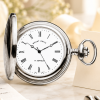 Chrome Plated Half Hunter Date Display Mechanical Pocket Watch with Chain