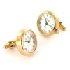 Gold Plated White Dial Cuff Links